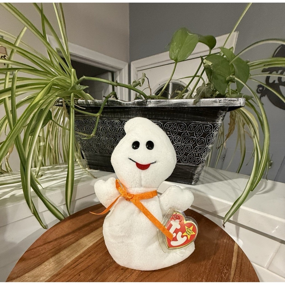 Rare Ty Original Beanie‎ Baby 1995 Spooky the Ghost Discontinued P V C Pellets